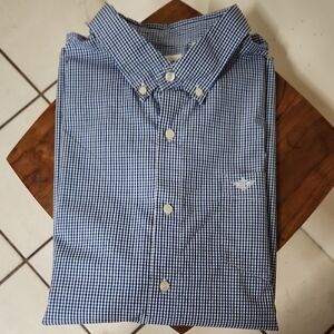 Casual Blue Button Down Shirt with Short Sleeves
